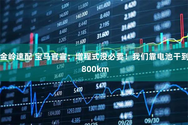 金岭速配 宝马官宣：增程式没必要！我们靠电池干到 800km