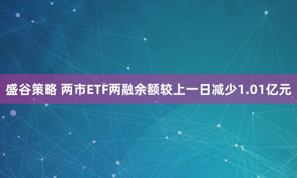 盛谷策略 两市ETF两融余额较上一日减少1.01亿元