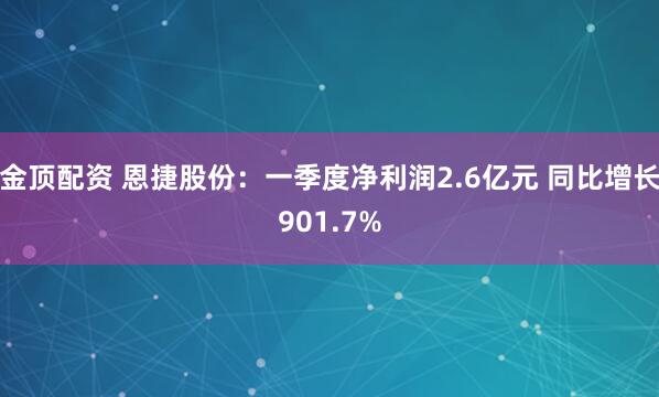 金顶配资 恩捷股份：一季度净利润2.6亿元 同比增长901.7%