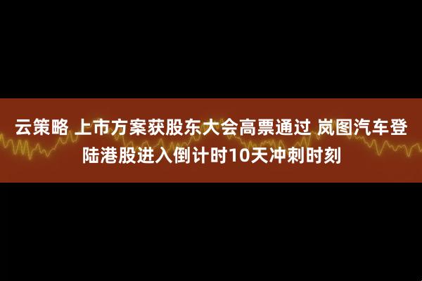 云策略 上市方案获股东大会高票通过 岚图汽车登陆港股进入倒计时10天冲刺时刻